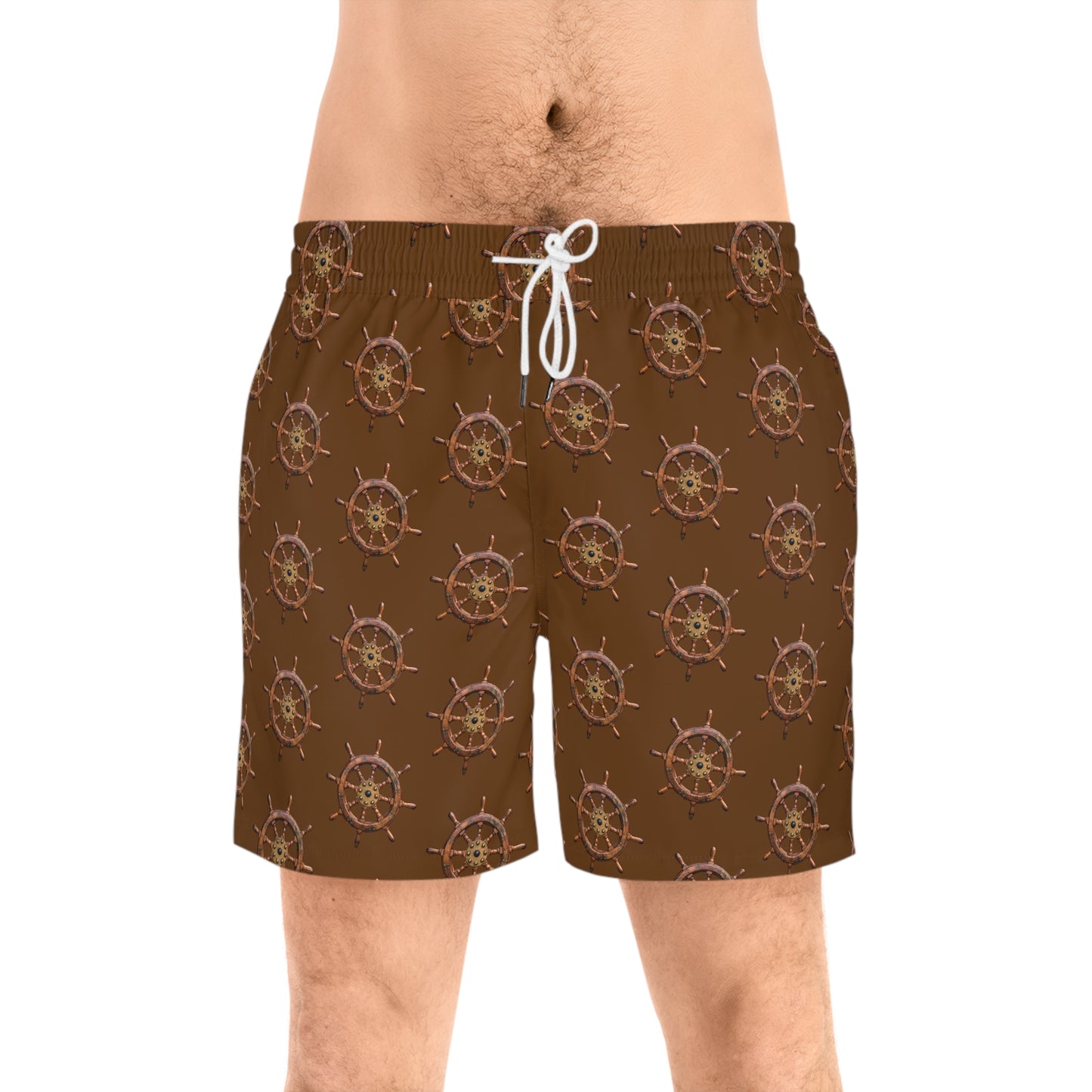 Men's Swim Shorts with Captains Wheel Design