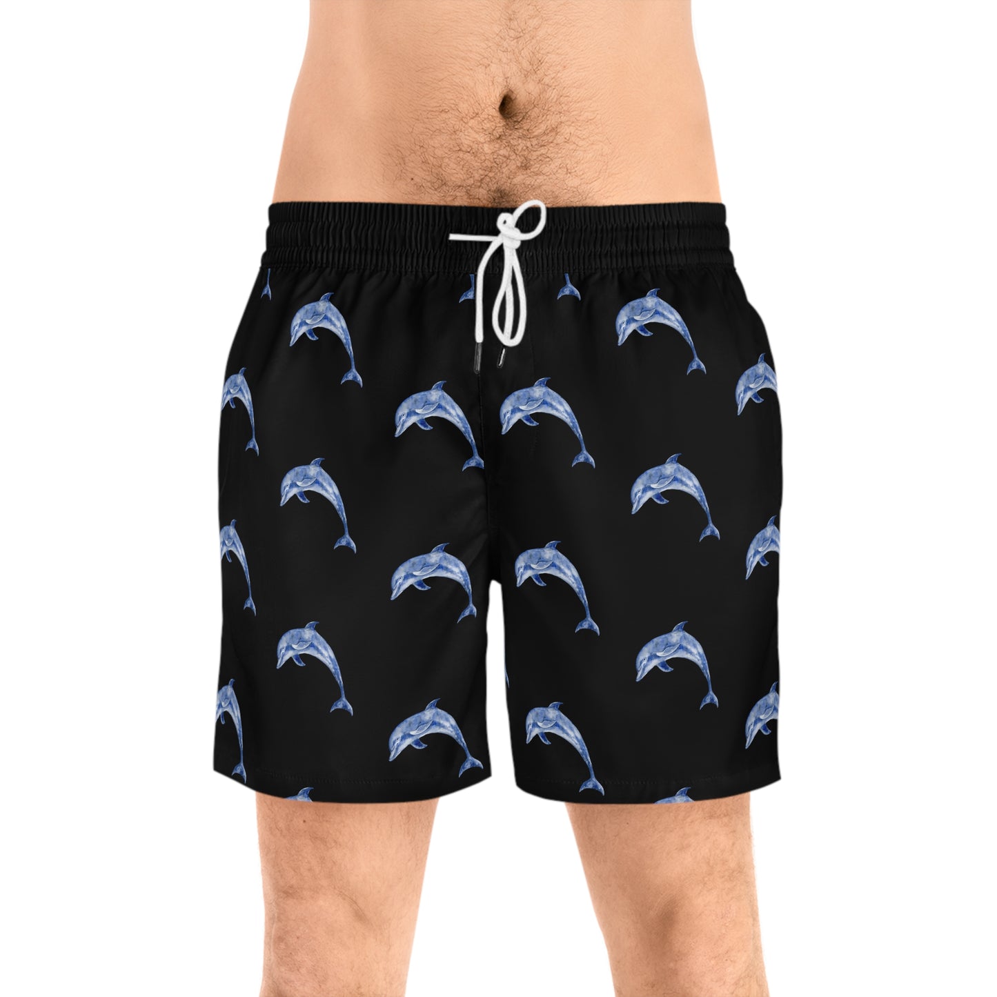 Swim Shorts - Men's Mid-Length Bathing Suit with Dolphin Design